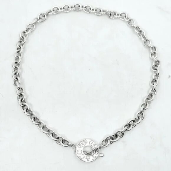 TIFFANY & CO~1837 T&C 925~STERLING SILVER HEAVY CHAIN LINK NECKLACE TOGGLE CLASP - Picture 9 of 10